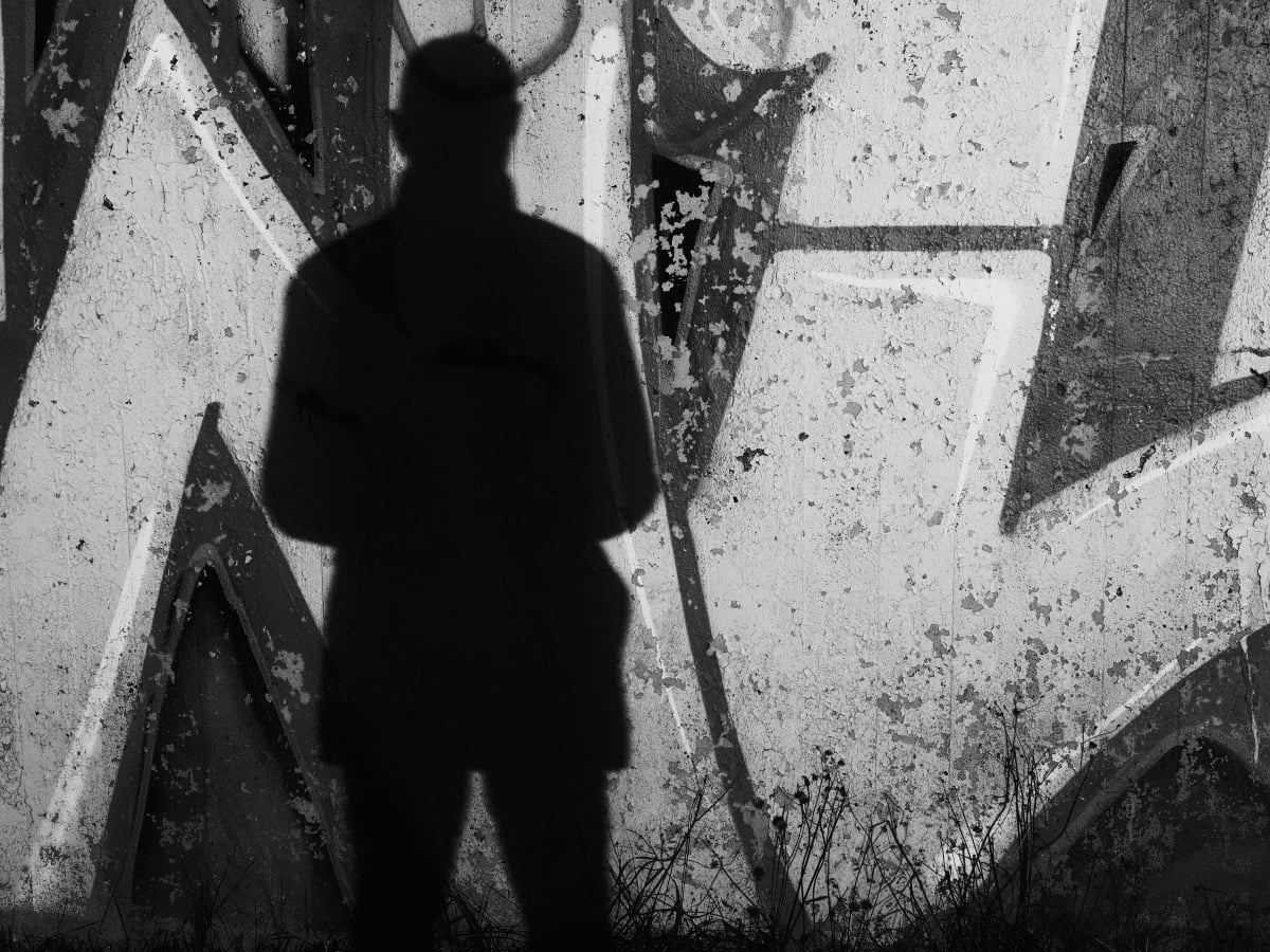 Street photography hero - urban scene captured in dramatic black and white